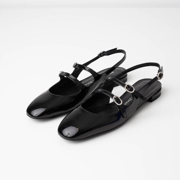 Stuart Weitzman  Clarice Patent Leather Slingback Flats - Picture 1 of 8